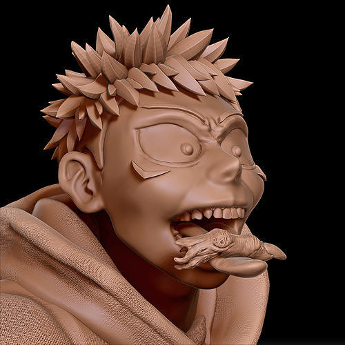 yuji itadori jujutsu kaisen tête poitrine 3d impression art sculpture coup jouets gojo satoru jeux 3D print model - Mito3D