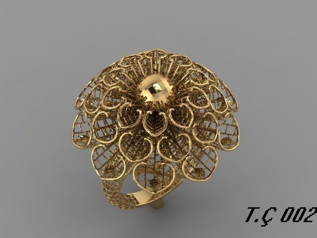 yüzük altın telkari çiçek reçine tasarim fuzyon model moda 3D print model - Mito3D