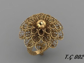 anel ouro filigrana flor resina tasarim fuzyon modelo moda 3d print model - Mito3D
