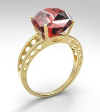 yuzuk gold ring garnet stone jewellery art jewelry fancy gem rings 3d print model - Mito3D