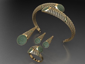 z02 diamante conjunto anillos collar joyería joya gemas Moda oro diseño plata anillo elegante brillante pulsera arete colgante pendiente zafiro mujer Boda 3d print model - Mito3D