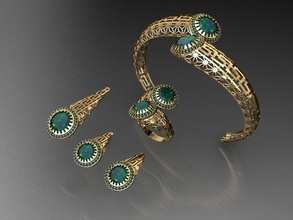 z08 diamant ensemble anneaux Collier bijoux gemmes mode or conception argent bague élégant brillant gemme bracelet boucle d'oreille pendentif saphir femmes mariage 3d print model - Mito3D