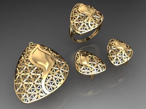 z22 diamante conjunto anillos collar joyería joya gemas Moda oro diseño plata anillo elegante brillante pulsera arete colgante pendiente zafiro mujer Boda 3d print model - Mito3D