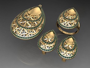 z30 diamante conjunto argolas colar joalheria joias moda ouro projeto prata anel elegante brilhando gema pulseira brinco pingente safira mulheres casamento 3d print model - Mito3D