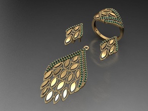 z42 diamante conjunto argolas colar joalheria joias moda ouro Projeto prata anel elegante brilhando gema pulseira brinco pingente safira mulheres Casamento 3d print model - Mito3D