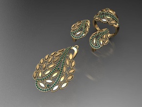 z44 diamante conjunto argolas colar joalheria joias moda ouro projeto prata anel elegante brilhando gema pulseira brinco pingente safira mulheres casamento 3d print model - Mito3D