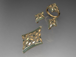 z48 diamante conjunto argolas colar joalheria joias moda ouro projeto prata anel elegante brilhando gema pulseira brinco pingente safira mulheres casamento 3d print model - Mito3D