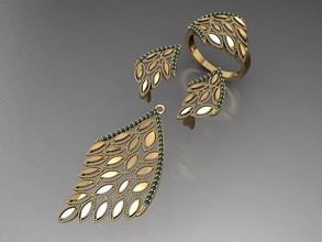 z53 diamant ensemble anneaux Collier bijoux gemmes mode or conception argent bague élégant brillant gemme bracelet boucle d'oreille pendentif saphir femmes mariage 3d print model - Mito3D