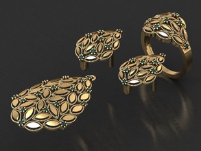 z56 diamante conjunto anillos collar joyería joya gemas Moda oro diseño plata anillo elegante brillante pulsera arete colgante pendiente zafiro mujer Boda 3d print model - Mito3D