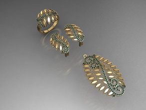 z57 diamante conjunto anillos collar joyería joya gemas Moda oro diseño plata anillo elegante brillante pulsera arete colgante pendiente zafiro mujer Boda 3d print model - Mito3D