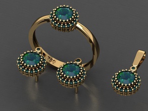 z65 diamante conjunto anillos collar joyería joya gemas moda oro diseño plata anillo elegante brillante pulsera arete colgante pendiente zafiro mujer boda 3d print model - Mito3D