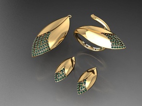 z78 diamante conjunto joyería joya Moda oro diseño plata anillo lujo elegante brillante Arte collar pulsera arete colgante pendiente zafiro mujer anillos 3d print model - Mito3D