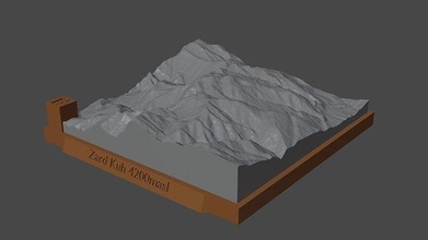 zard kuh Berg Landschaft Vulkan Terrain Umgebung Natur Photogrammetrie Elevation Wissenschaft 3d print model - Mito3D