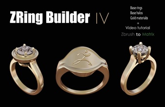 zbrush takı yüzük inşaatçı 4 zring yazdırılabilir yapıcı eklenti araç şekil vermek 2020 altın mücevher gergedan matris düğün gümüş yüzükler dimond kodlar eklentiler modelleme 3d print model - Mito3D
