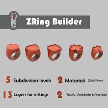 zbrush anel construtor ferramenta roteiro plugar joalheria impressão ouro prata zbuilder zplugin tutorial criador rinoceronte poli scripts plugins modelagem argolas 3d print model - Mito3D