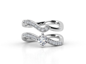 zdr106 joalheria imprimível diamante jóias Casamento anel cafajeste esterlina platina noivado gema prata jóia zennio argolas 3d print model - Mito3D