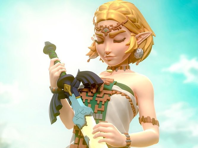 zelda ligação lenda lágrimas reino respiração selvagem Nintendo espada jogos arte ventilador esculturas 3D print model - Mito3D