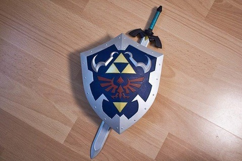 zelda ocarina time - bundle zelda master sword hylian shield link triforce ocarina time games gaming cosplay nintendo props switch hyrule zeldacosplay tloz oot n64 toys games toys game accessories game accessories  3d print model - Mito3D