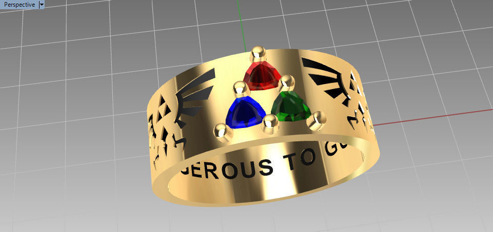 zelda anillo trifuerza nintendo leyenda joyería joya anillos 3D print model - Mito3D