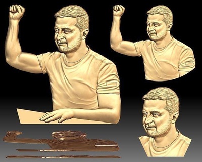 zelensky - ukrainian president coin portrait ukraine 3d cnc router medal relief art sculptures 3d print model - Mito3D