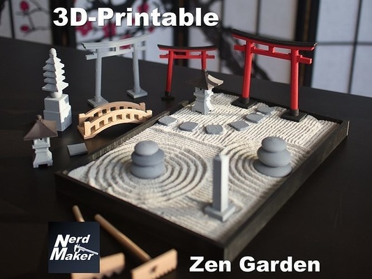 zen giardino giappone giapponese garten sabbia rilassare giardinaggio rilassante meditazione torii lanterna lampada squillo lanterna lampada casa arredamento 3d print model - Mito3D