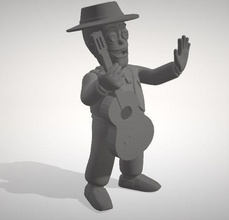 zenon homem vestindo chapéu segurando violão juguete personaje arte figura humano fazenda estátua personagem jogos brinquedos impressão 3d 3d print model - Mito3D