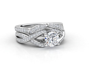 zer 017 set bijoux engagement gemme mariage bijou imprimable diamant bague luxe mode zennio anneaux 3d print model - Mito3D