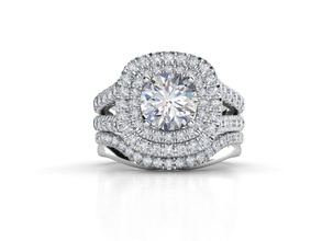 zer 026 set jewelry luxury engagement printable platinum brilliant gem diamond ring zennio rings 3d print model - Mito3D