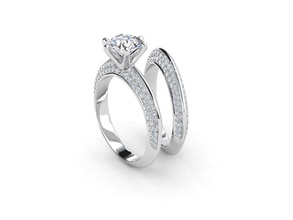 zer 042 set jewelry luxury engagement gem printable jewel platinum diamond ring gold zennio rings 3d print model - Mito3D