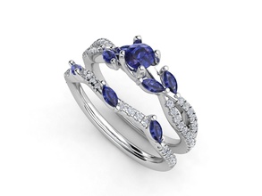 zer 044 jewelry gem gold silver platinum ring diamond white sapphire zennio rings 3d print model - Mito3D