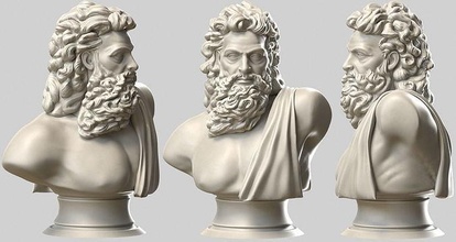 zeus bust statue art sculpture design figure marble stone head mythology antiguity classic greece rome sculptures 3d print model - Mito3D