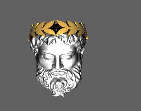zeus ring 21mm ancient art antique crown statue jewelry rings gold silver printable sterling jewellery old vintag fashion beauty cad apparel marble 3d print model - Mito3D