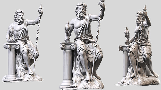 zeus esculpir estátua escultura antigo arte mármore monumento quadrado pedra figura decoração arquitetônico esculturas 3D print model - Mito3D