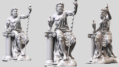 zeus esculpir estátua escultura antigo arte mármore monumento quadrado pedra figura decoração arquitetônico esculturas 3d print model - Mito3D