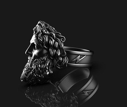 zeus tonnerre dieu bague sceau imprimable bijoux argent mythologie ciel anneaux jupiter 3d print model - Mito3D