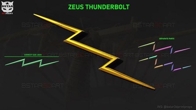 zeus thunderbolt - marvel comics cosplay toys accessories thor love thunder 4 weapon games 3d print model - Mito3D