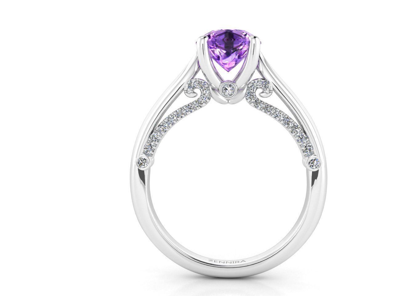 znv007 amethyst diamant engagement ring juwel hochzeit schmuck venezianisch ringe 3D print model - Mito3D