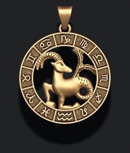 zodiac capricorn lite jewelry 3d capricornio goat goathorned gold horoscope jewel jewellery necklace pendant pendants printable rhino seagoat silver stl zbrush 3d print model - Mito3D