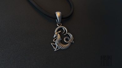 zodiac capricorn pendant constellation art jewel luxury design wax printable style print fashion horoscope goat fish silver jewelry pendants 3d print model - Mito3D