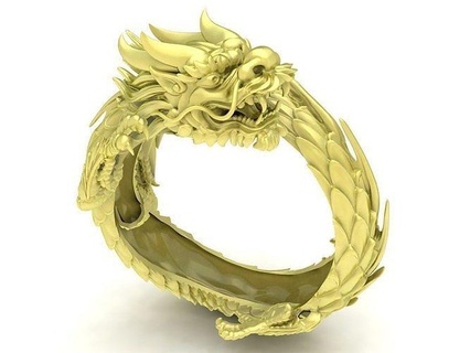 zodiac chinese dragon men ring 3857 jewelry fashion accessories gold diamond man new design fengshui rings 3d print model - Mito3D