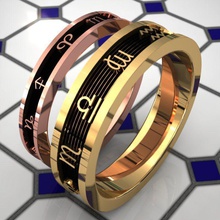 zodiaque couple bague or modèle bijoux anneaux 3d print model - Mito3D