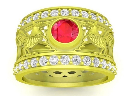 zodiaco diamante Gallo squillare 4044 gioielleria moda Accessori oro design feng shui orecchini uomo uomini anelli 3d print model - Mito3D