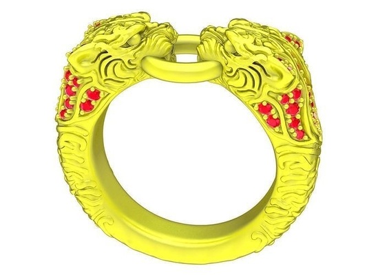 zodíaco diamante tigre hombres anillo 4753 joyería joya moda accesorios oro hombre diseño anillos 3d print model - Mito3D