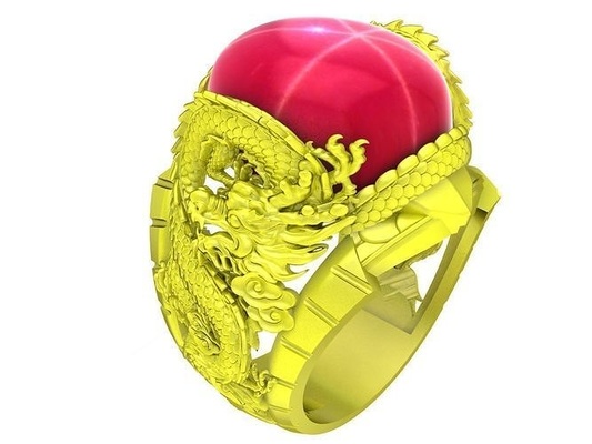 zodíaco dragones rubí estrella hombres anillo 4765 joyería joya moda accesorios oro diamante hombre diseño anillos 3d print model - Mito3D