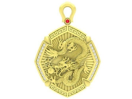 zodiac fengshui lucky chinese dragon pendant 3870 jewelry fashion accessories gold diamond man men new design pendants 3d print model - Mito3D