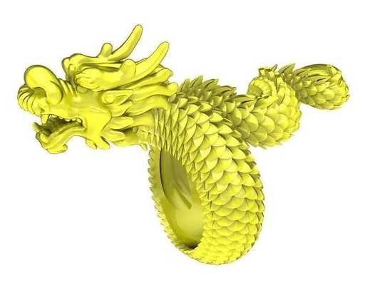 zodiaque feng shui chanceux dragon bague 4769 bijoux mode accessoires or diamant conception anneaux 3d print model - Mito3D