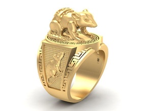 zodiac fengshui lucky mouse ring 1196 jewelry fashion gold diamond man men woman women unisex design rings 3d print model - Mito3D