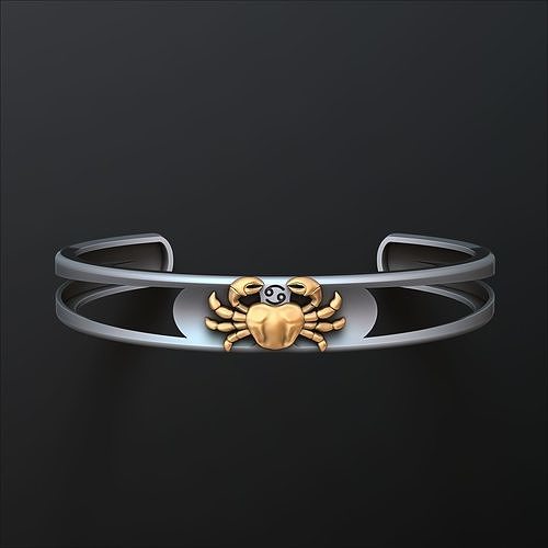 zodiaque horoscope cancer bracelet or bijou zodiak astrologique signe symbole médaillon argent censurer Crabe écrevisse Cancer censeur bijoux bracelets 3D print model - Mito3D