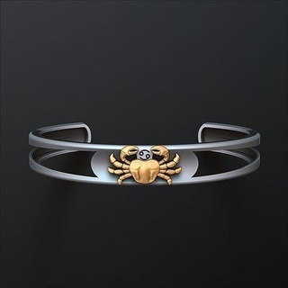 zodiac horoscope cancer bracelet gold jewel zodiak astrological sign symbol medallion silver horoskop horoscop cencer crab krab crayfish qancer censr braslet braclet braclete jewelry bracelets 3d print model - Mito3D
