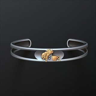 Tierkreis Horoskop Stier Armband Gold Juwel Schmuck astrologisch Zeichen Symbol Silber Keyshot finden bool Tauro Tauros Armbänder 3d print model - Mito3D